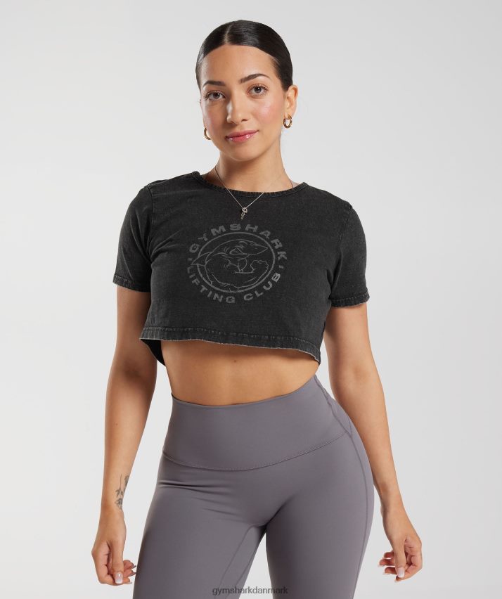 Kvinder Gymshark ældre vasket crop top N4ZDDN429 sort