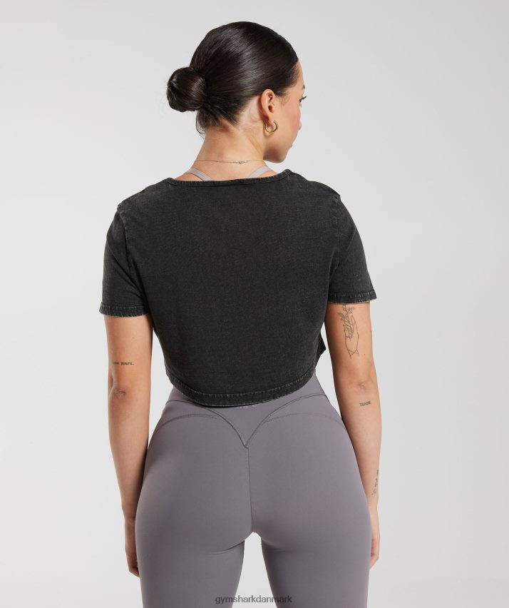 Kvinder Gymshark ældre vasket crop top N4ZDDN429 sort