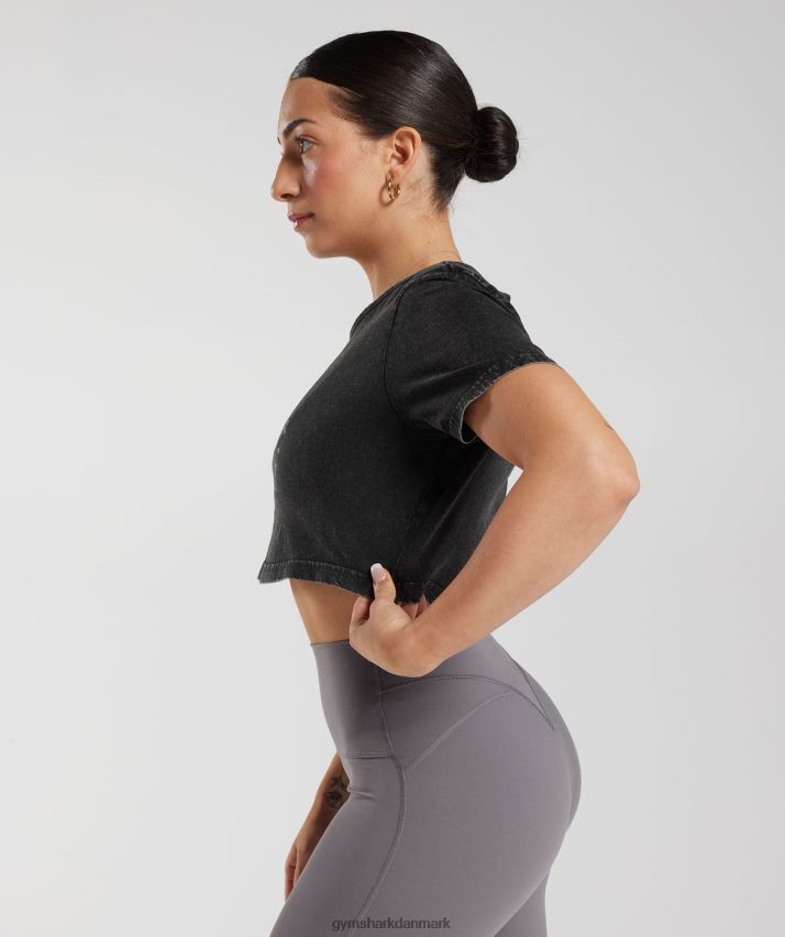 Kvinder Gymshark ældre vasket crop top N4ZDDN429 sort