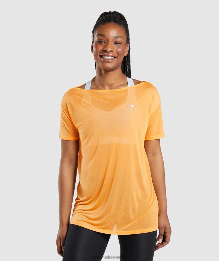 Kvinder Gymshark træning oversize top N4ZDDN483 abrikos appelsin
