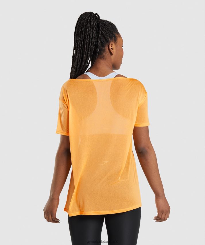 Kvinder Gymshark træning oversize top N4ZDDN483 abrikos appelsin