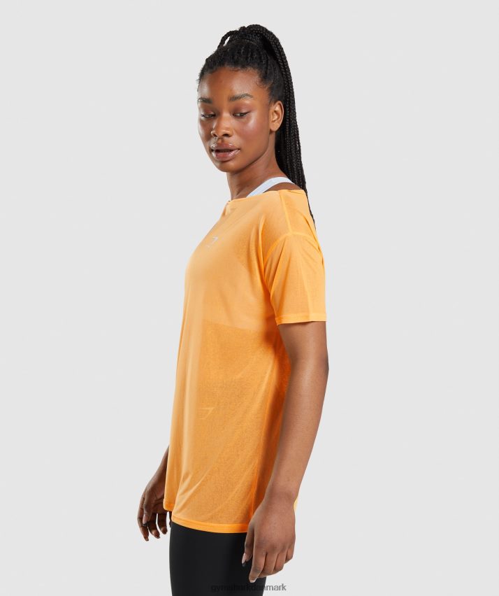 Kvinder Gymshark træning oversize top N4ZDDN483 abrikos appelsin