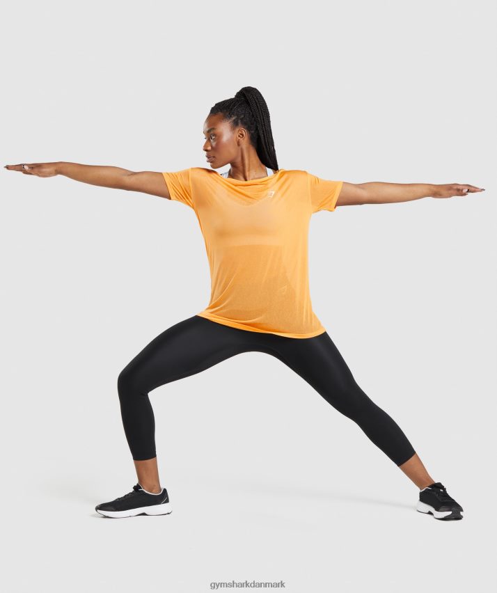 Kvinder Gymshark træning oversize top N4ZDDN483 abrikos appelsin