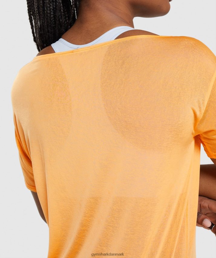Kvinder Gymshark træning oversize top N4ZDDN483 abrikos appelsin