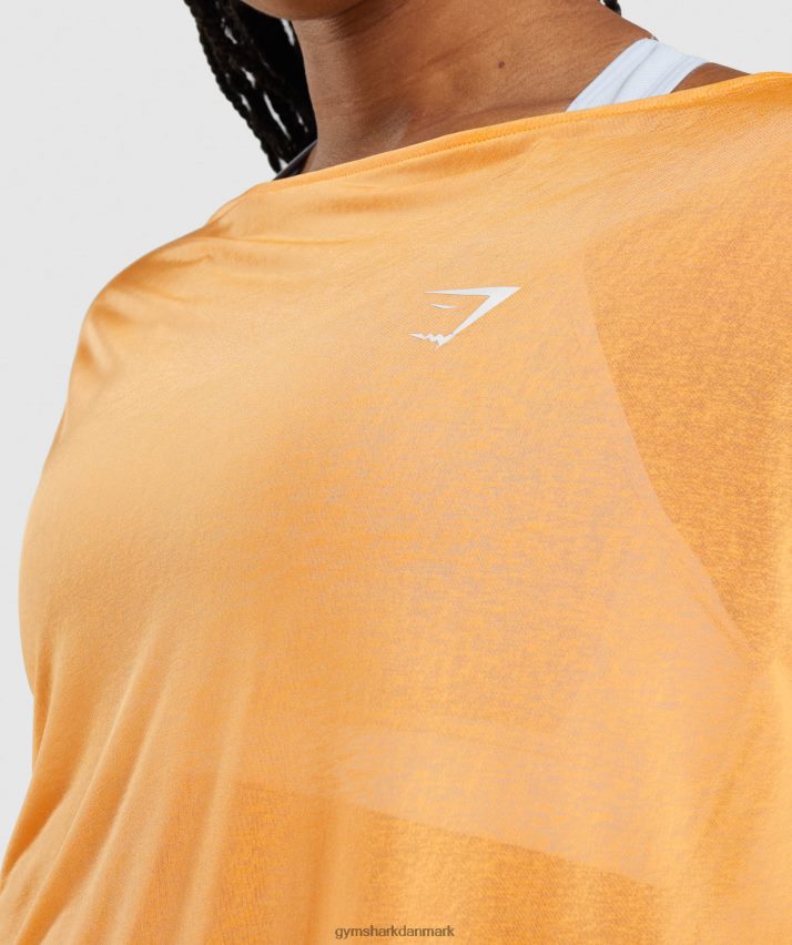 Kvinder Gymshark træning oversize top N4ZDDN483 abrikos appelsin