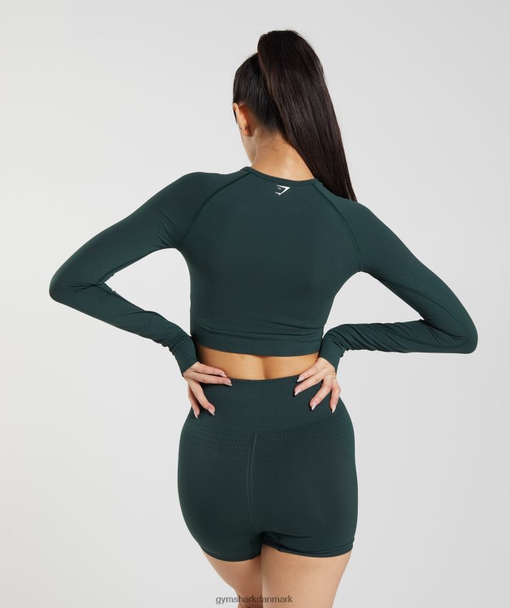 Kvinder Gymshark vital sømløs 2.0 crop top N4ZDDN480 skovgrøn mergel
