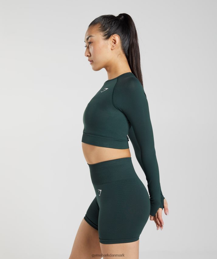 Kvinder Gymshark vital sømløs 2.0 crop top N4ZDDN480 skovgrøn mergel