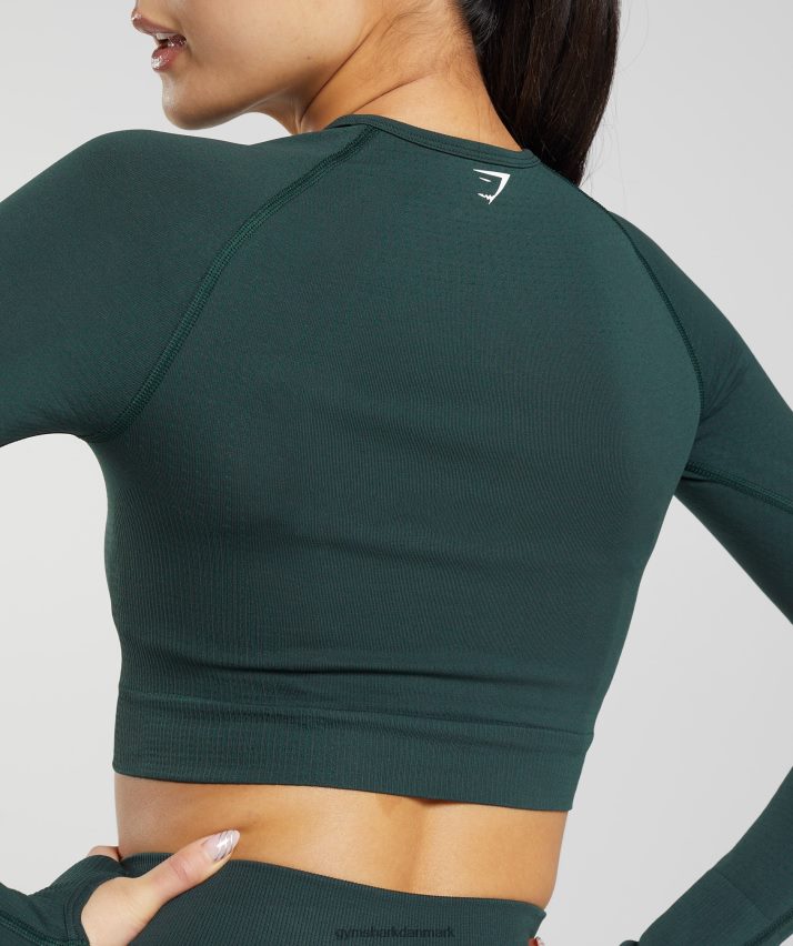 Kvinder Gymshark vital sømløs 2.0 crop top N4ZDDN480 skovgrøn mergel