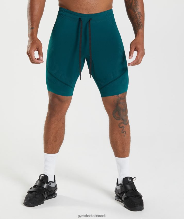 Mænd Gymshark 315 sømløse 1/2 shorts N4ZDDN1038 vinterblå/sort