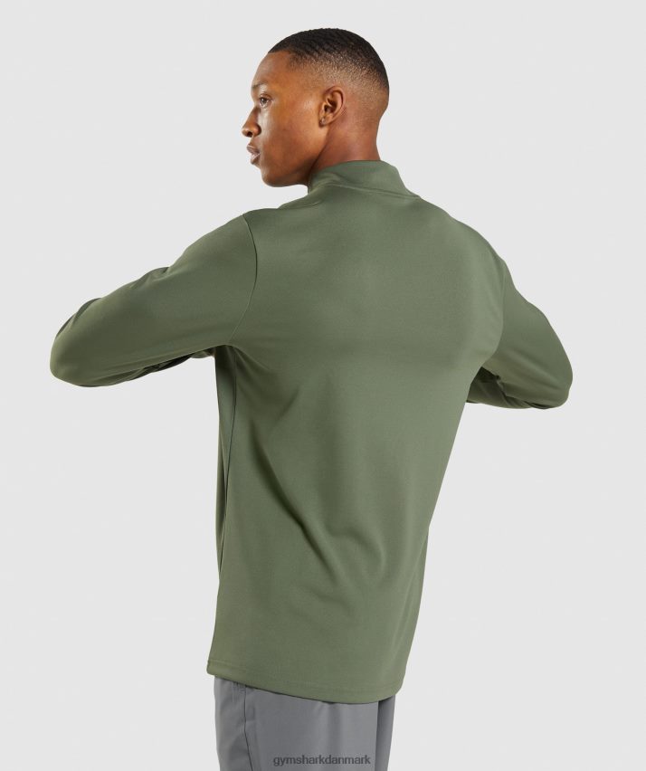 Mænd Gymshark ankomst 1/4 pullover med lynlås N4ZDDN871 kerne oliven