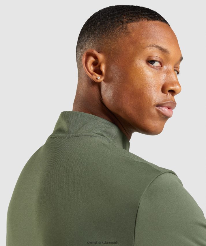 Mænd Gymshark ankomst 1/4 pullover med lynlås N4ZDDN871 kerne oliven