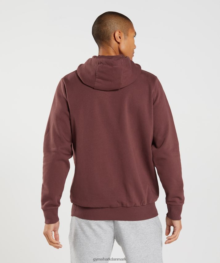 Mænd Gymshark blok hættetrøje N4ZDDN874 kirsebær brun