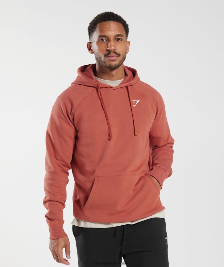Mænd Gymshark crest hættetrøje N4ZDDN804 persimmon rød