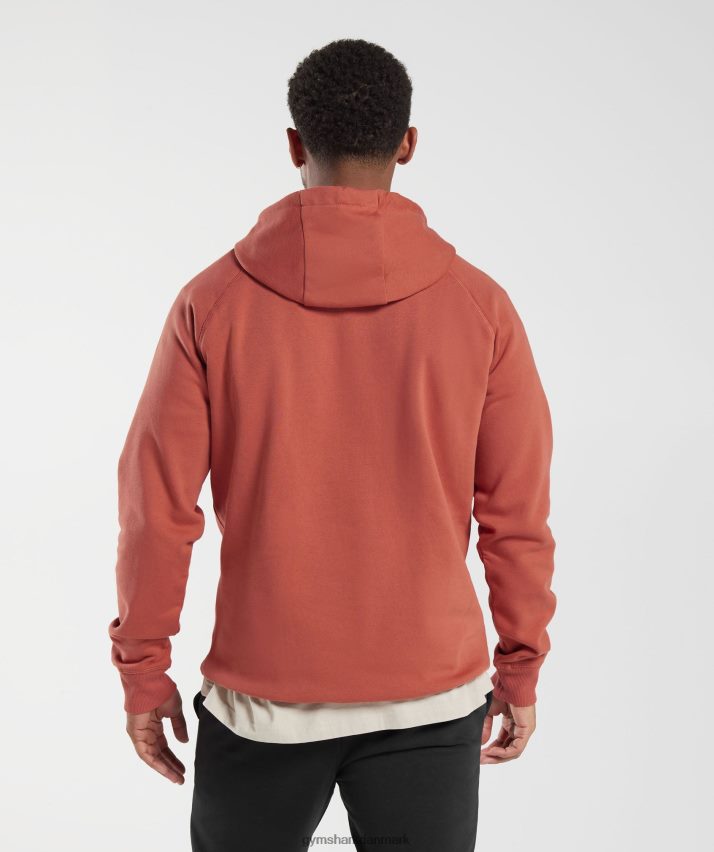 Mænd Gymshark crest hættetrøje N4ZDDN804 persimmon rød
