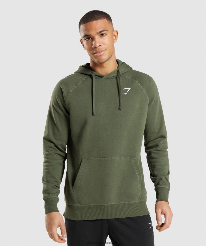 Mænd Gymshark crest hættetrøje N4ZDDN806 kerne oliven
