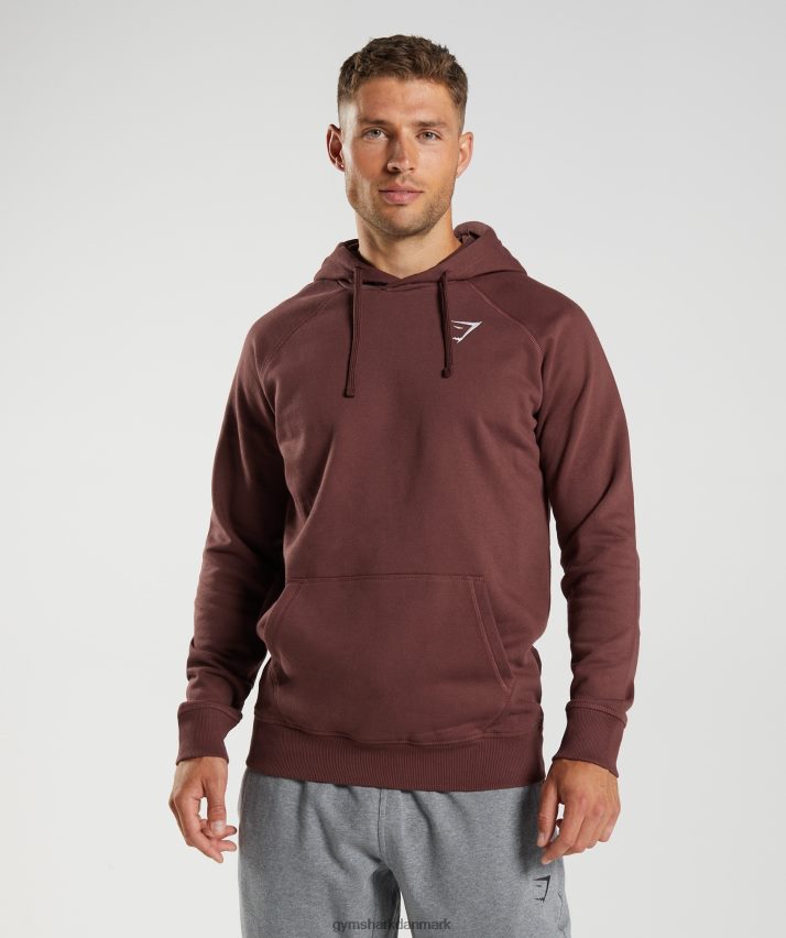 Mænd Gymshark crest hættetrøje N4ZDDN836 kirsebær brun