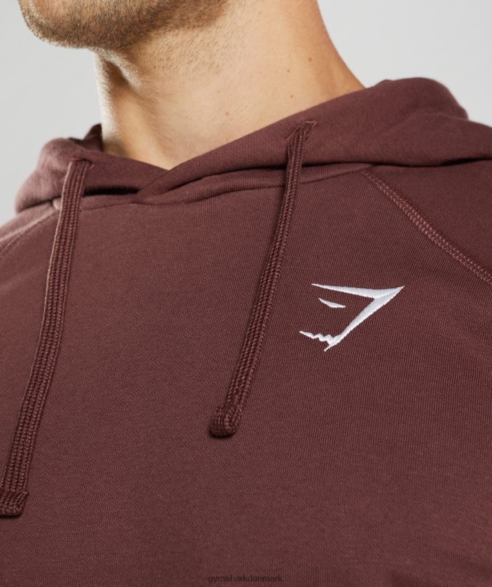Mænd Gymshark crest hættetrøje N4ZDDN836 kirsebær brun