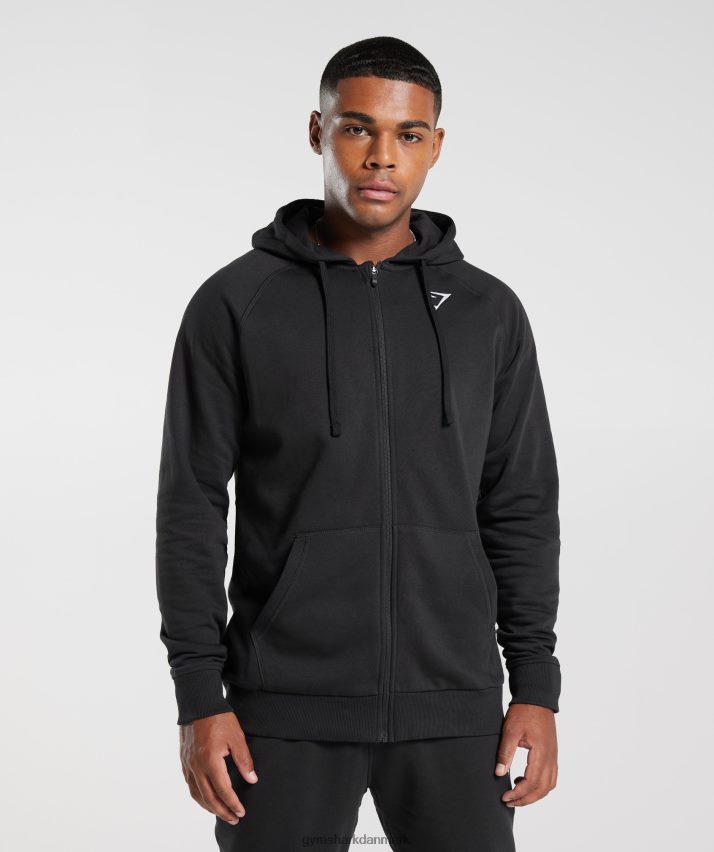 Mænd Gymshark crest hættetrøje med lynlås N4ZDDN786 sort