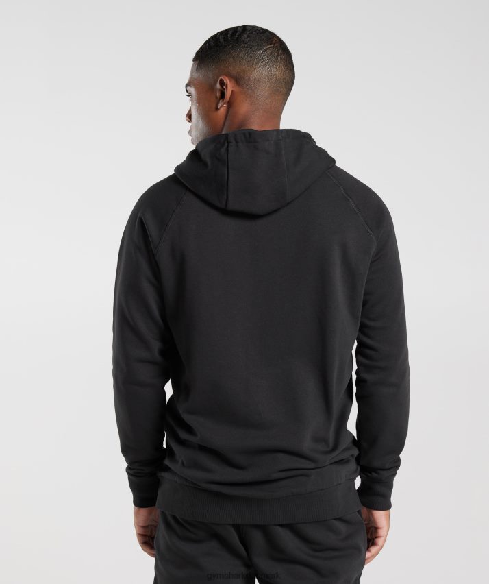 Mænd Gymshark crest hættetrøje med lynlås N4ZDDN786 sort