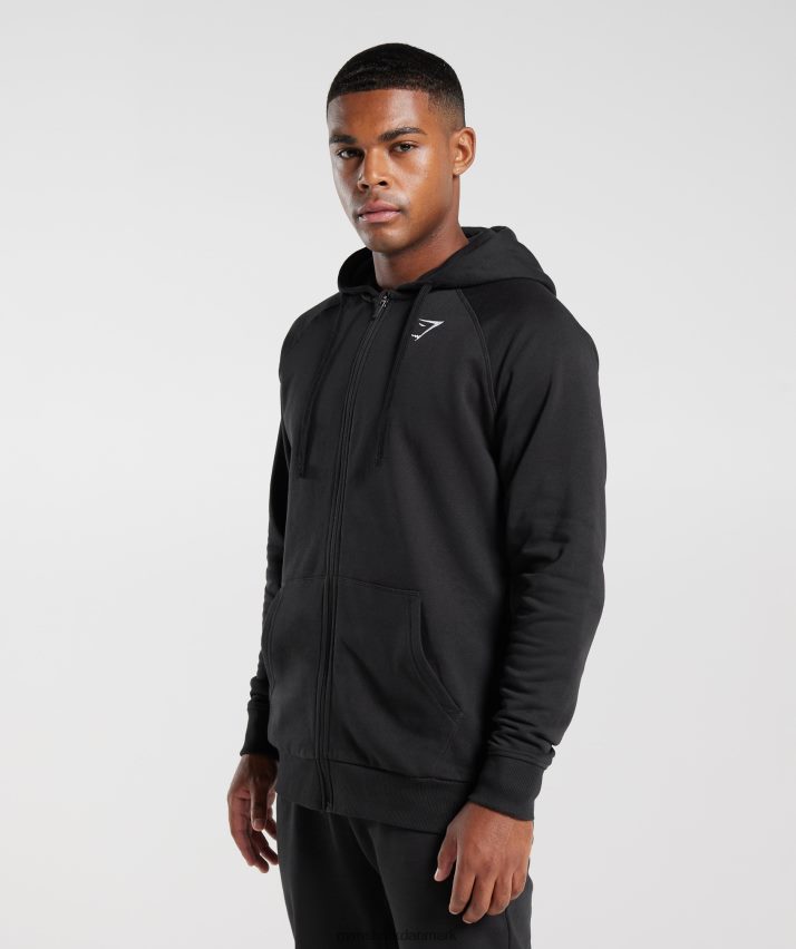Mænd Gymshark crest hættetrøje med lynlås N4ZDDN786 sort