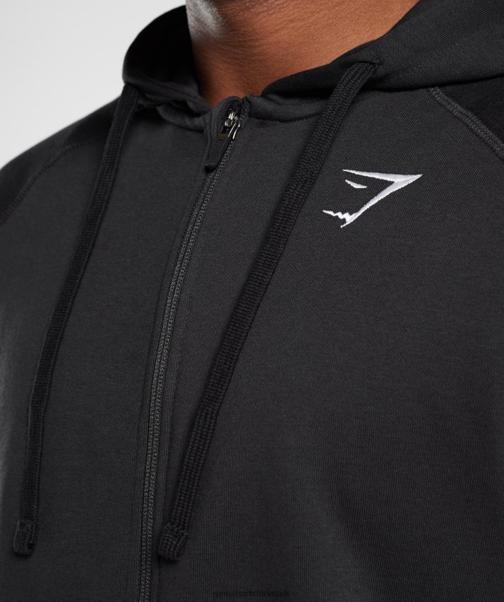 Mænd Gymshark crest hættetrøje med lynlås N4ZDDN786 sort