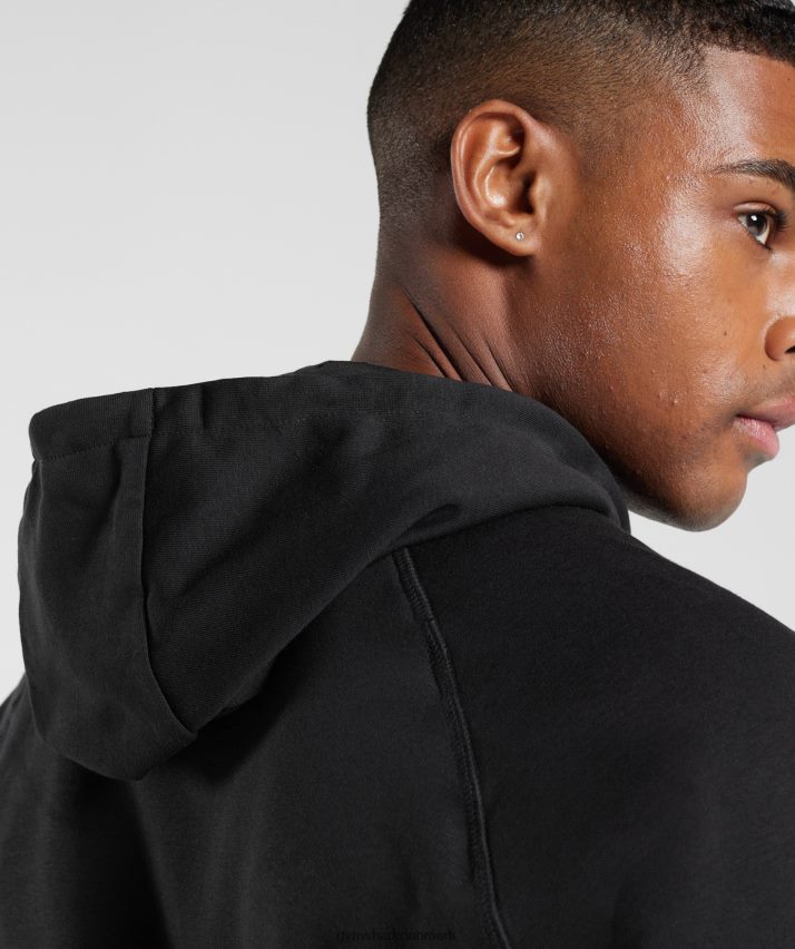 Mænd Gymshark crest hættetrøje med lynlås N4ZDDN786 sort