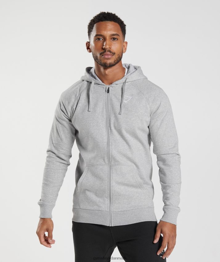 Mænd Gymshark crest hættetrøje med lynlås N4ZDDN794 lysegrå mergel