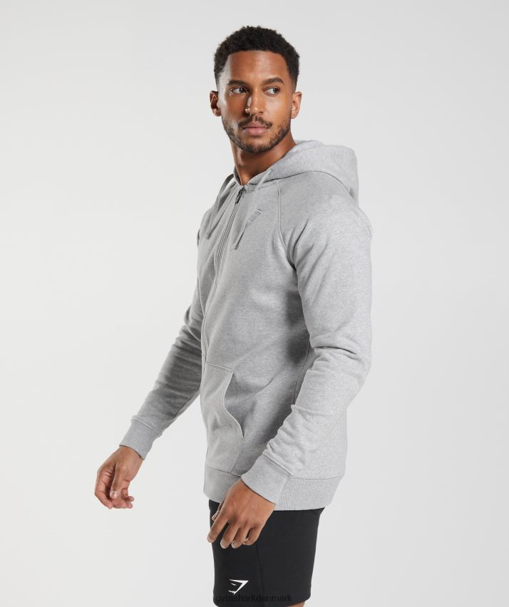 Mænd Gymshark crest hættetrøje med lynlås N4ZDDN794 lysegrå mergel