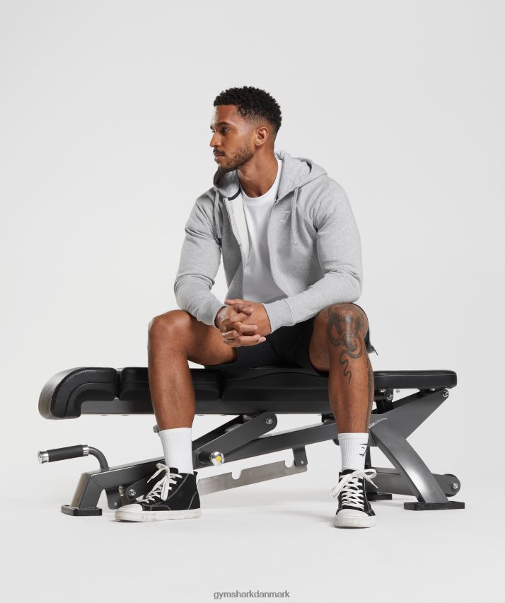 Mænd Gymshark crest hættetrøje med lynlås N4ZDDN794 lysegrå mergel