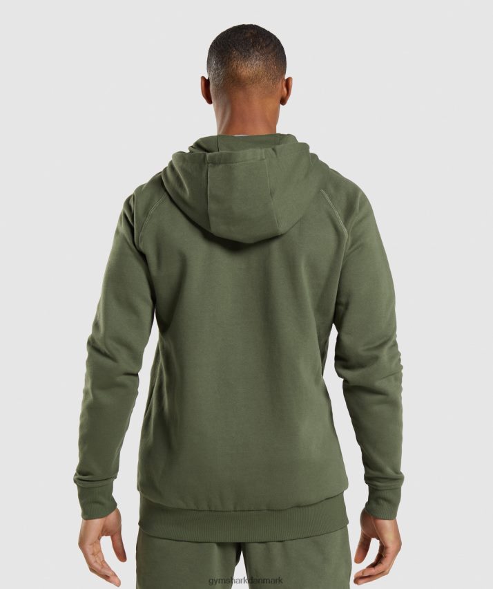 Mænd Gymshark crest hættetrøje med lynlås N4ZDDN821 kerne oliven