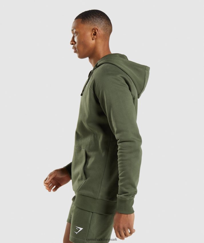 Mænd Gymshark crest hættetrøje med lynlås N4ZDDN821 kerne oliven