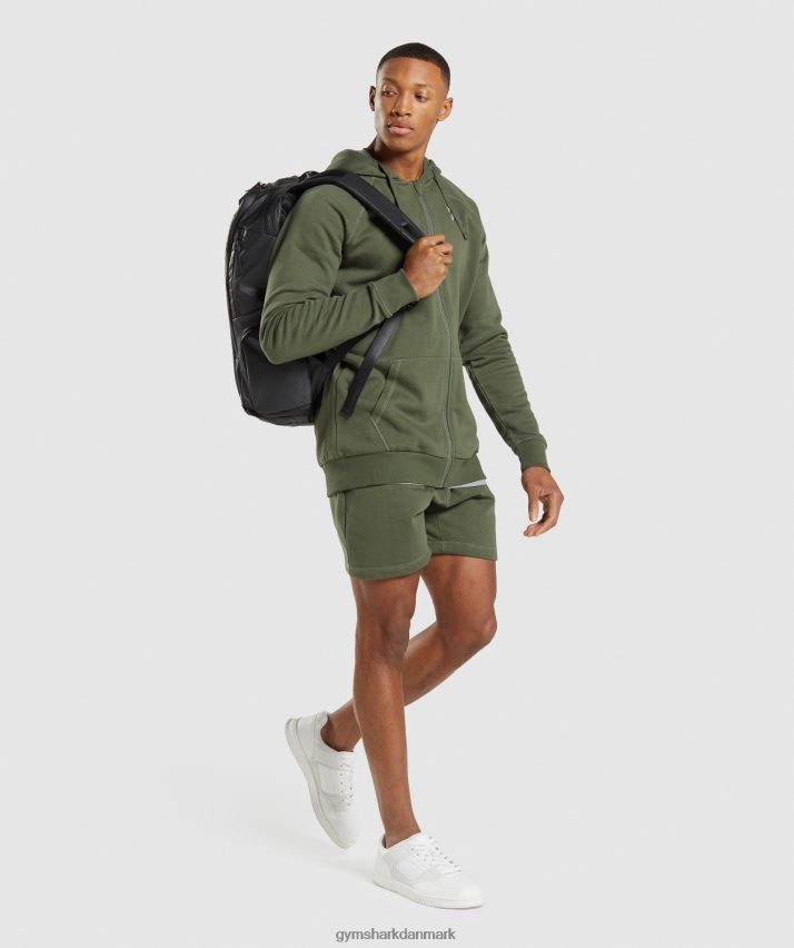 Mænd Gymshark crest hættetrøje med lynlås N4ZDDN821 kerne oliven