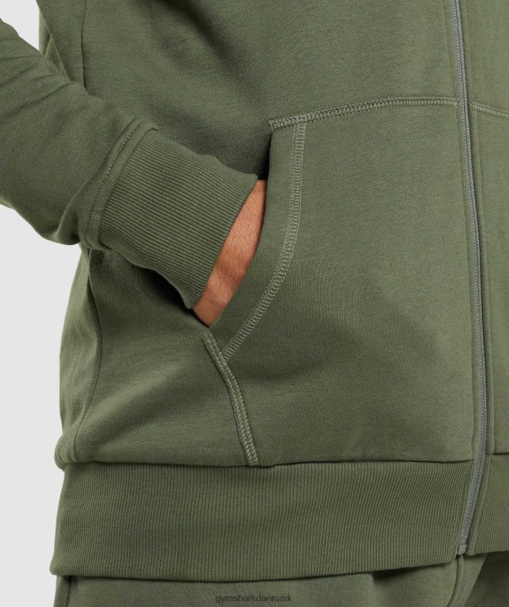 Mænd Gymshark crest hættetrøje med lynlås N4ZDDN821 kerne oliven