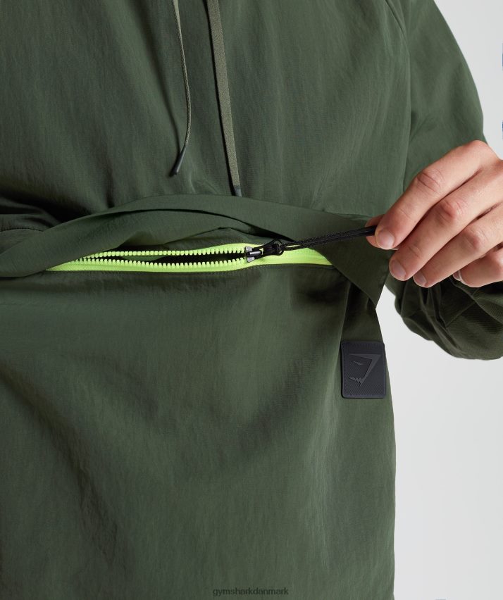 Mænd Gymshark genindtage anorak N4ZDDN834 mos oliven