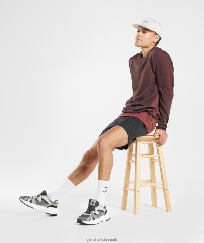 Mænd Gymshark gentage mandskab N4ZDDN839 kirsebærbrun mergel