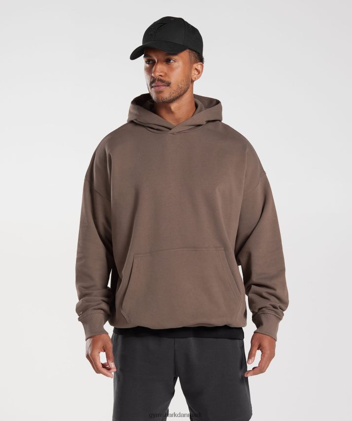 Mænd Gymshark hættetrøje med det nødvendige til hviledag N4ZDDN876 trøffel brun