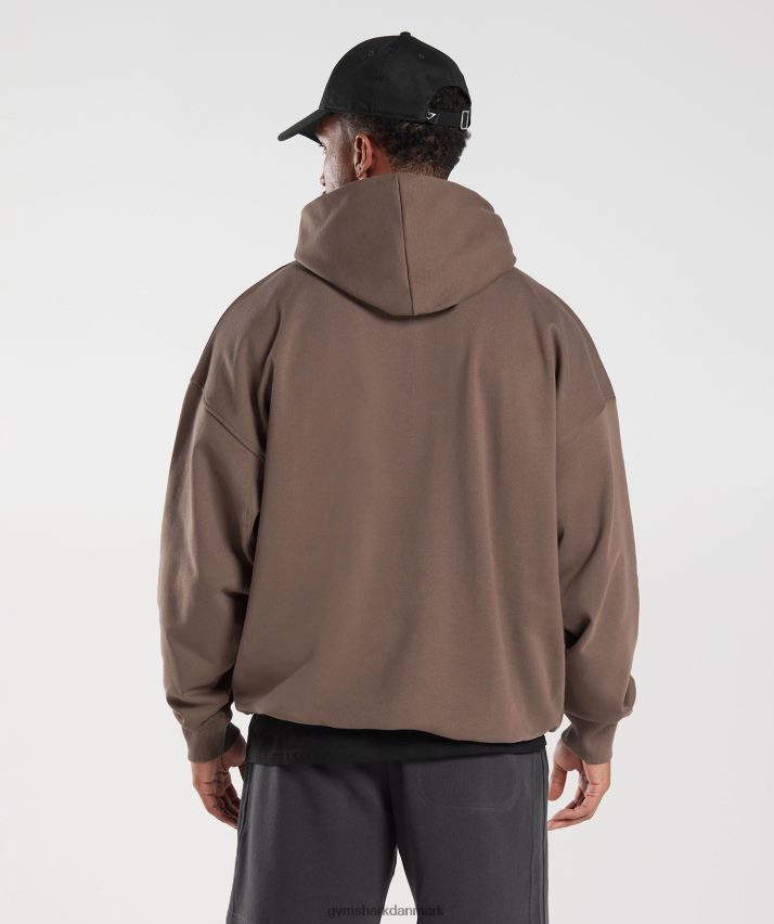 Mænd Gymshark hættetrøje med det nødvendige til hviledag N4ZDDN876 trøffel brun