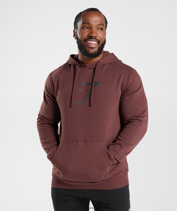 Mænd Gymshark hajhoved infill hættetrøje N4ZDDN863 kirsebær brun