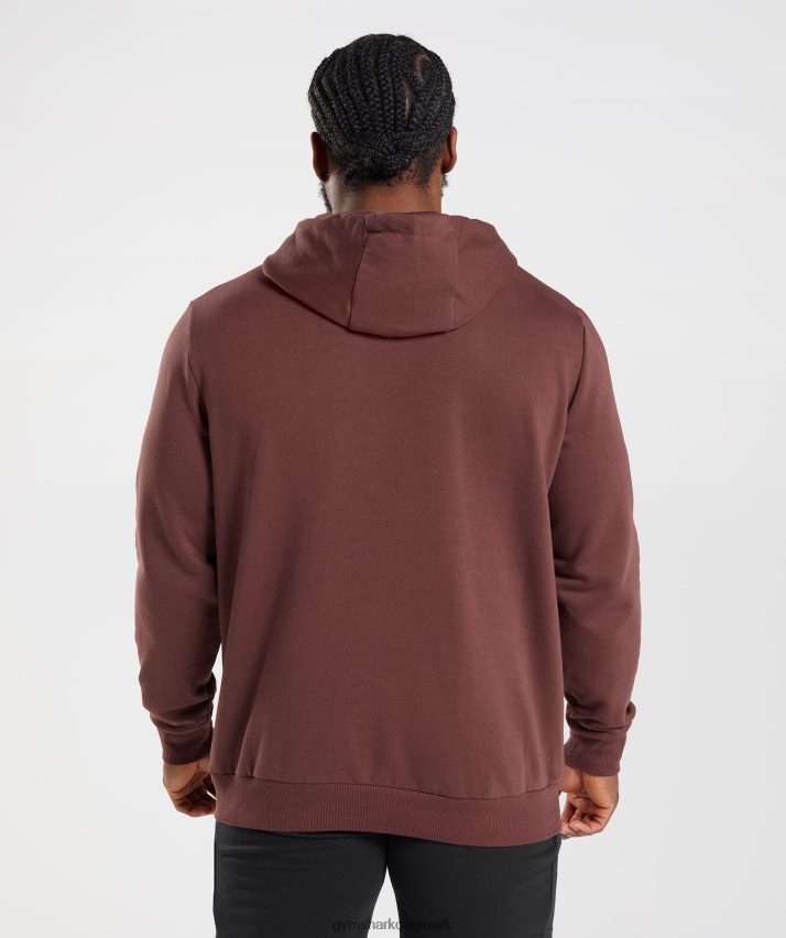 Mænd Gymshark hajhoved infill hættetrøje N4ZDDN863 kirsebær brun