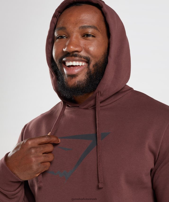 Mænd Gymshark hajhoved infill hættetrøje N4ZDDN863 kirsebær brun