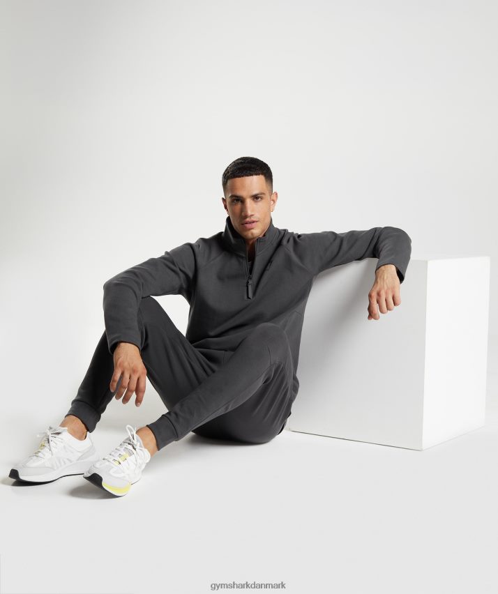 Mænd Gymshark hviledag 1/4 zip N4ZDDN862 onyx grå