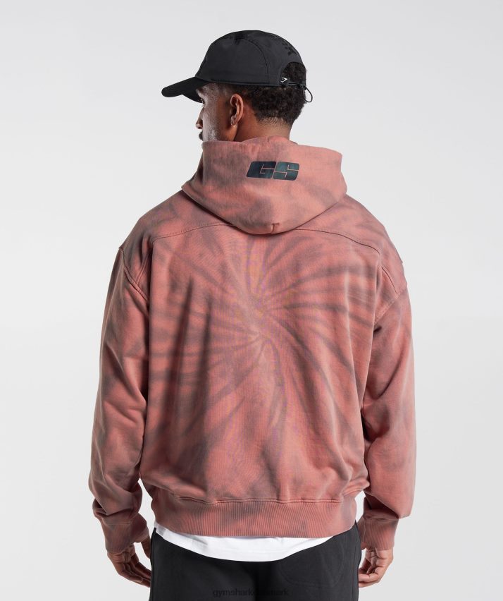 Mænd Gymshark hviledag hættetrøje N4ZDDN798 terracotta pink/støvet rødbrun/spiral optisk vask