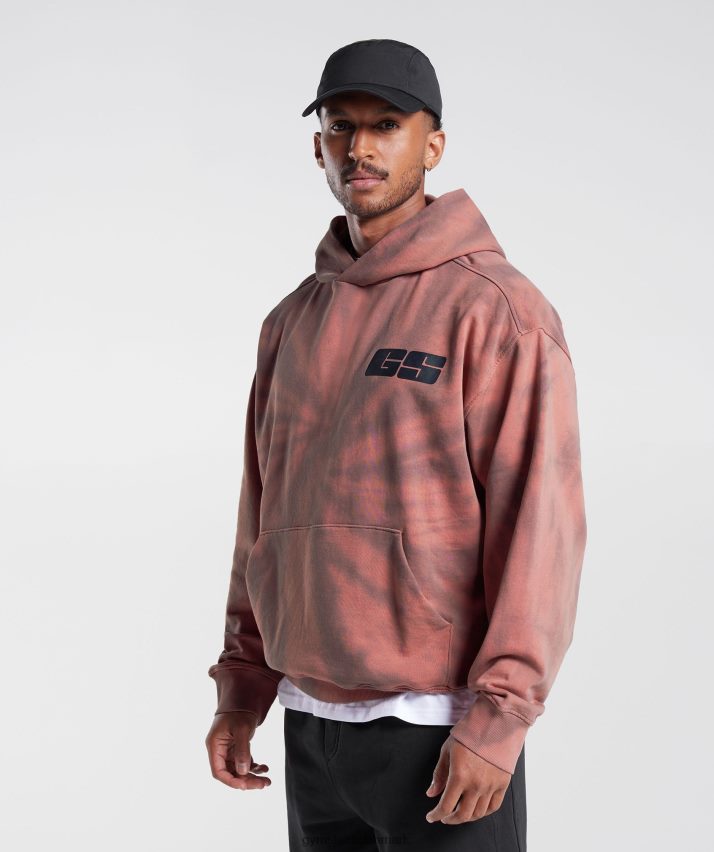 Mænd Gymshark hviledag hættetrøje N4ZDDN798 terracotta pink/støvet rødbrun/spiral optisk vask