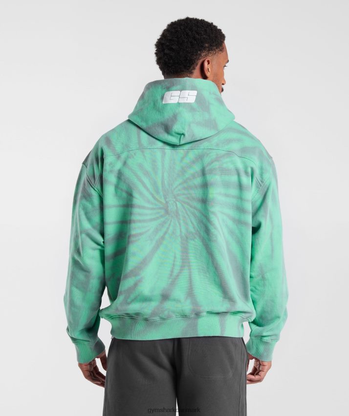 Mænd Gymshark hviledag hættetrøje N4ZDDN799 oxideret grøn/silhouette grå/spiral optisk vask