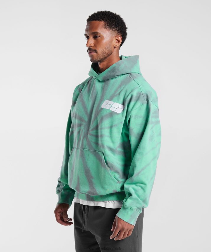 Mænd Gymshark hviledag hættetrøje N4ZDDN799 oxideret grøn/silhouette grå/spiral optisk vask