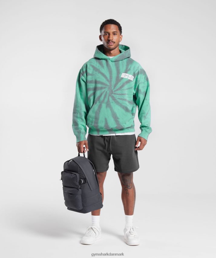 Mænd Gymshark hviledag hættetrøje N4ZDDN799 oxideret grøn/silhouette grå/spiral optisk vask