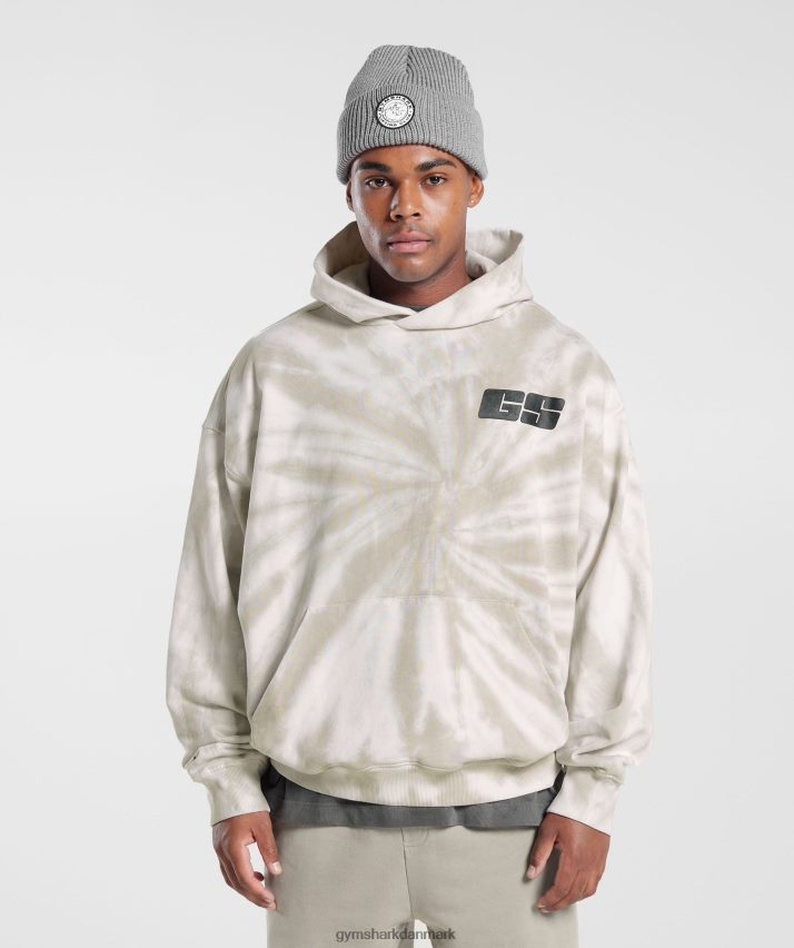 Mænd Gymshark hviledag hættetrøje N4ZDDN802 hvid/svampebrun/spiral optisk vask