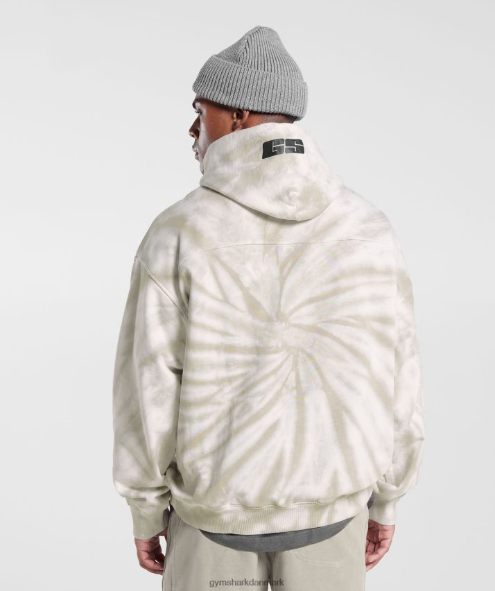 Mænd Gymshark hviledag hættetrøje N4ZDDN802 hvid/svampebrun/spiral optisk vask