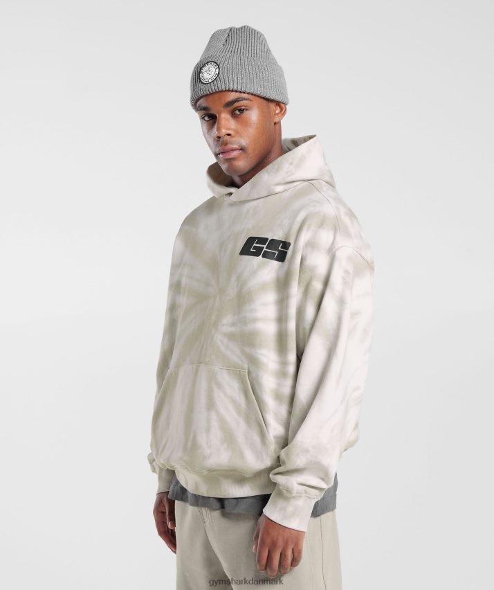 Mænd Gymshark hviledag hættetrøje N4ZDDN802 hvid/svampebrun/spiral optisk vask