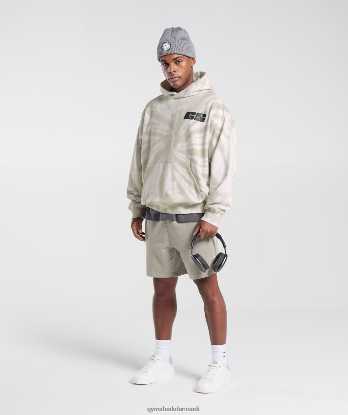 Mænd Gymshark hviledag hættetrøje N4ZDDN802 hvid/svampebrun/spiral optisk vask